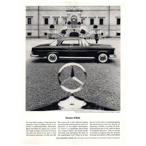 1963 Mercedes 220SE Coupe D'Etat Classic Car Vintage Print Ad Helbrun Castle